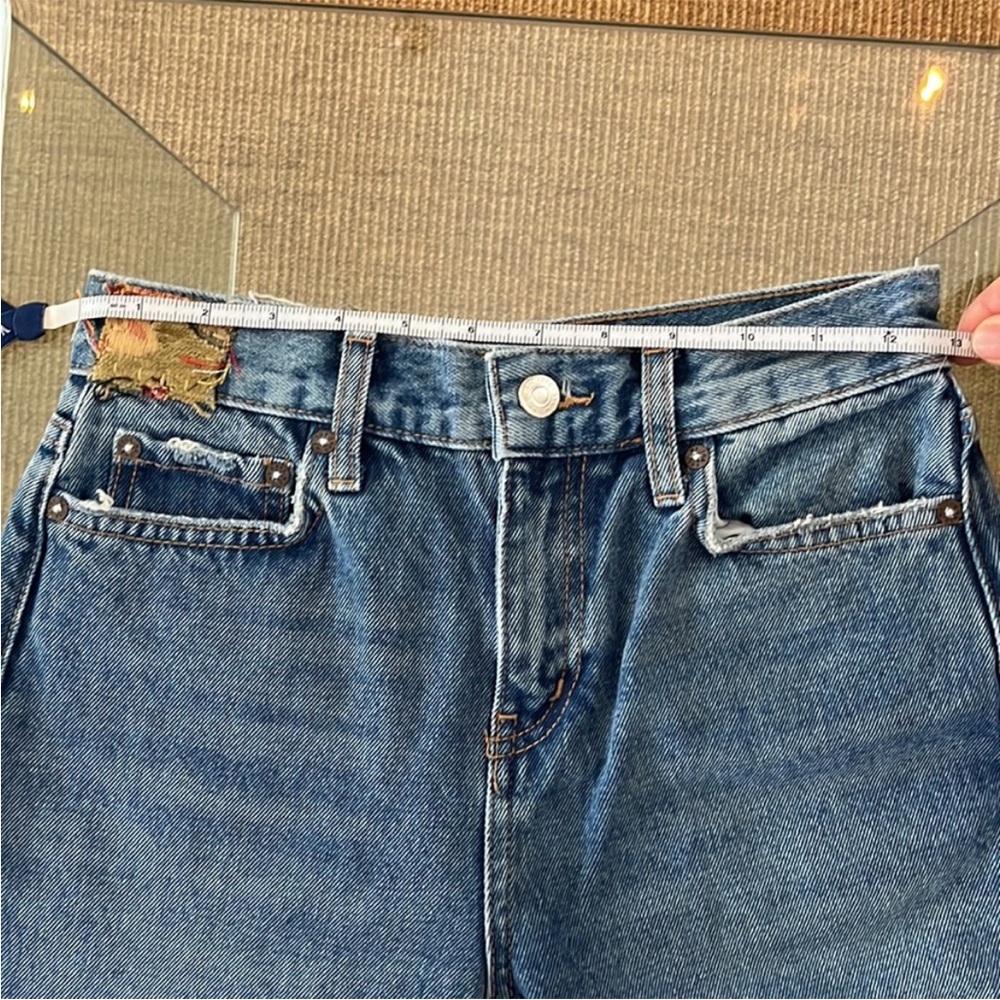 Free People Jeans Blue Size 25 We The Free Poppy Patch Denim Jeans NWT - Picture 14 of 15